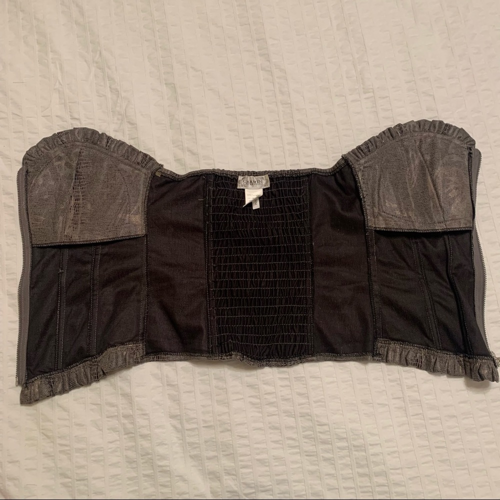 Snake Python Print Zip Up Bustier Top - image 3